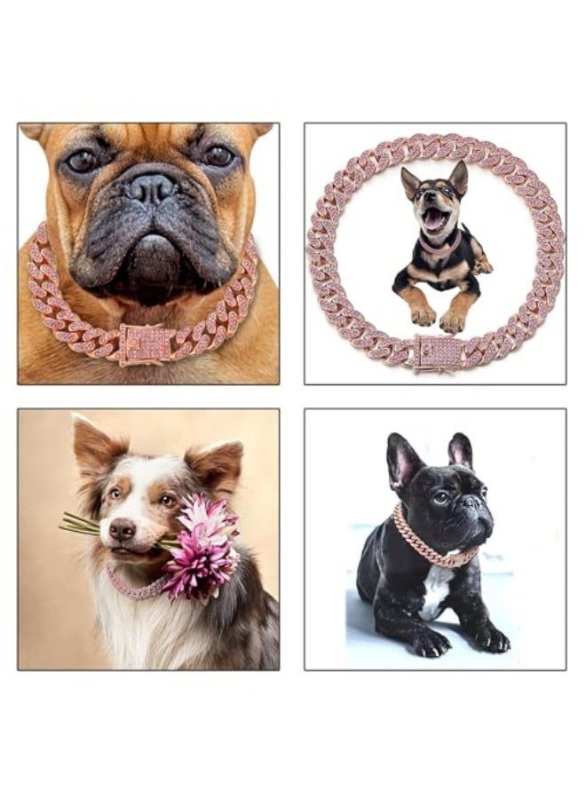 سلسلة كوبية مرصعة بالألماس للقطط والجراء، طوق كريستالي للحيوانات الأليفة، إكسسوار أنيق للحيوانات الأليفة، سلسلة معدنية زخرفية (10 بوصات) - Image 2