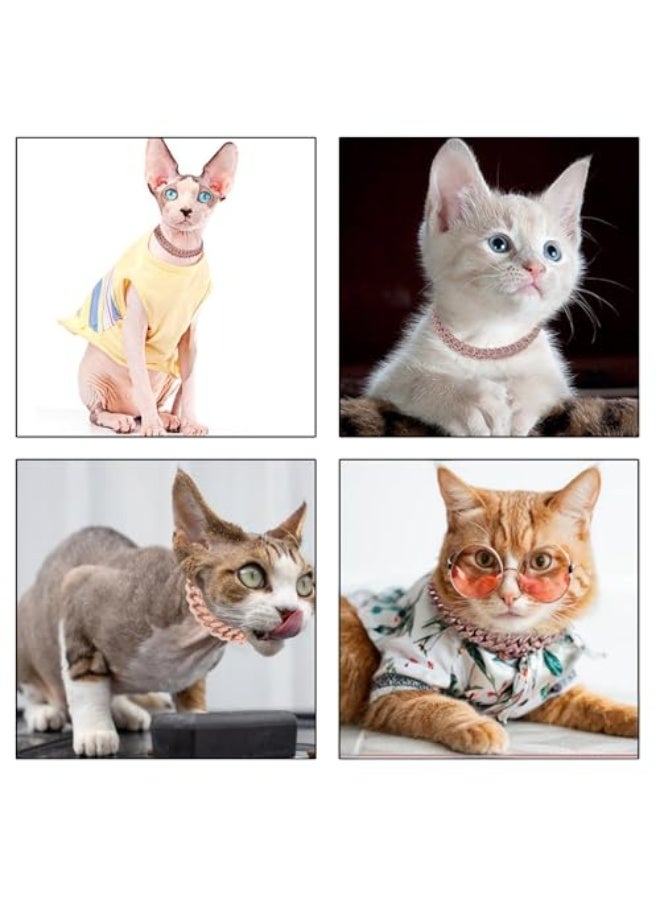 سلسلة كوبية مرصعة بالألماس للقطط والجراء، طوق كريستالي للحيوانات الأليفة، إكسسوار أنيق للحيوانات الأليفة، سلسلة معدنية زخرفية (10 بوصات) - Image 3