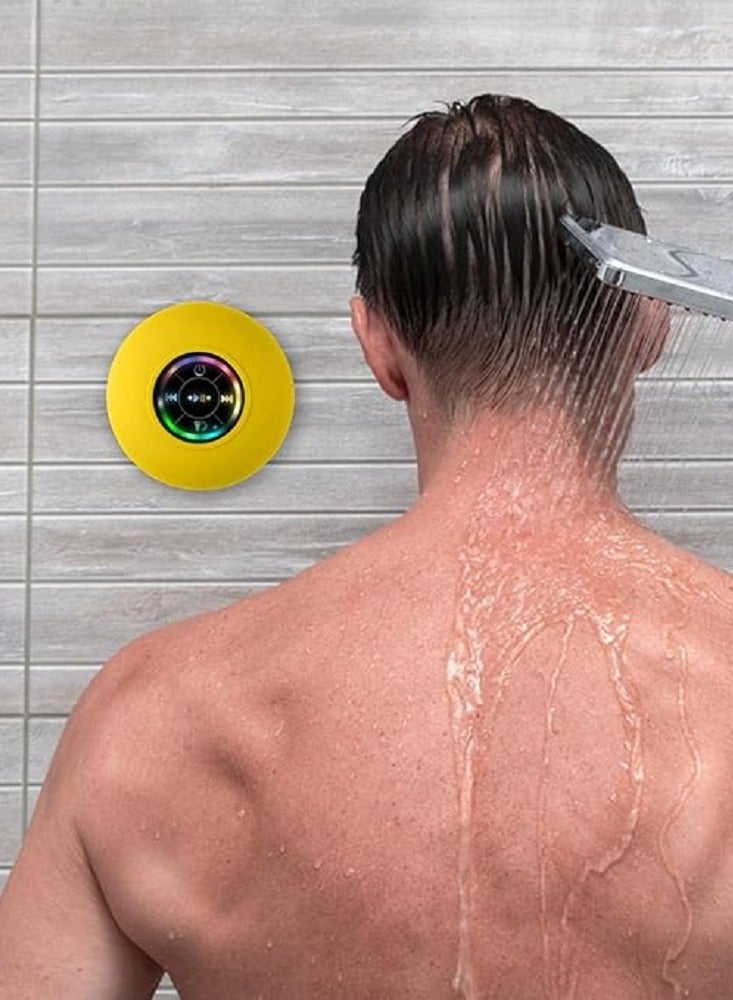 دش مكبر صوت لاسلكي ، مكبر صوت ستيريو لاسلكي دش مع كوب شفط ، مكبر صوت بلوتوث لاسلكي 5.0 ، محمول مقاوم للماء للحمام وركوب الدراجات والمشي لمسافات طويلة والمزيد - Image 3