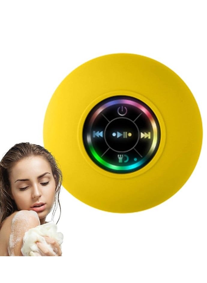 دش مكبر صوت لاسلكي ، مكبر صوت ستيريو لاسلكي دش مع كوب شفط ، مكبر صوت بلوتوث لاسلكي 5.0 ، محمول مقاوم للماء للحمام وركوب الدراجات والمشي لمسافات طويلة والمزيد - Image 1