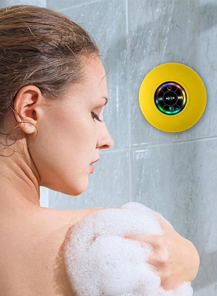 دش مكبر صوت لاسلكي ، مكبر صوت ستيريو لاسلكي دش مع كوب شفط ، مكبر صوت بلوتوث لاسلكي 5.0 ، محمول مقاوم للماء للحمام وركوب الدراجات والمشي لمسافات طويلة والمزيد - Image 2