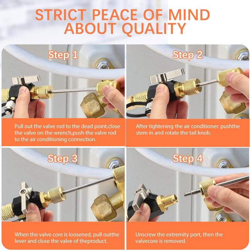 Behonor HVAC Valve Core Removal Tool,Valve Core Remover Installer Tool,1/4"& 5/16" Dual Valve Mega Flow Vacuum-Rated Valve Core Removal Tool,20 Microns Vacuum,Essential HVAC Tools for R32 R410A R22 R12 R407 - Image 4