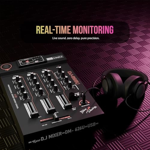 da.beatz. DaBeatz DJ 626U- 3 Channel dj mixer, Audio Mixer With Digital Echo For Parties, Stage Effects, Weddings, Diwali Giving Your Occasion An Impressive Output. (Black) - Image 3