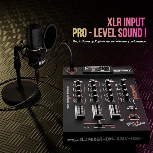 da.beatz. DaBeatz DJ 626U- 3 Channel dj mixer, Audio Mixer With Digital Echo For Parties, Stage Effects, Weddings, Diwali Giving Your Occasion An Impressive Output. (Black) - Image 2