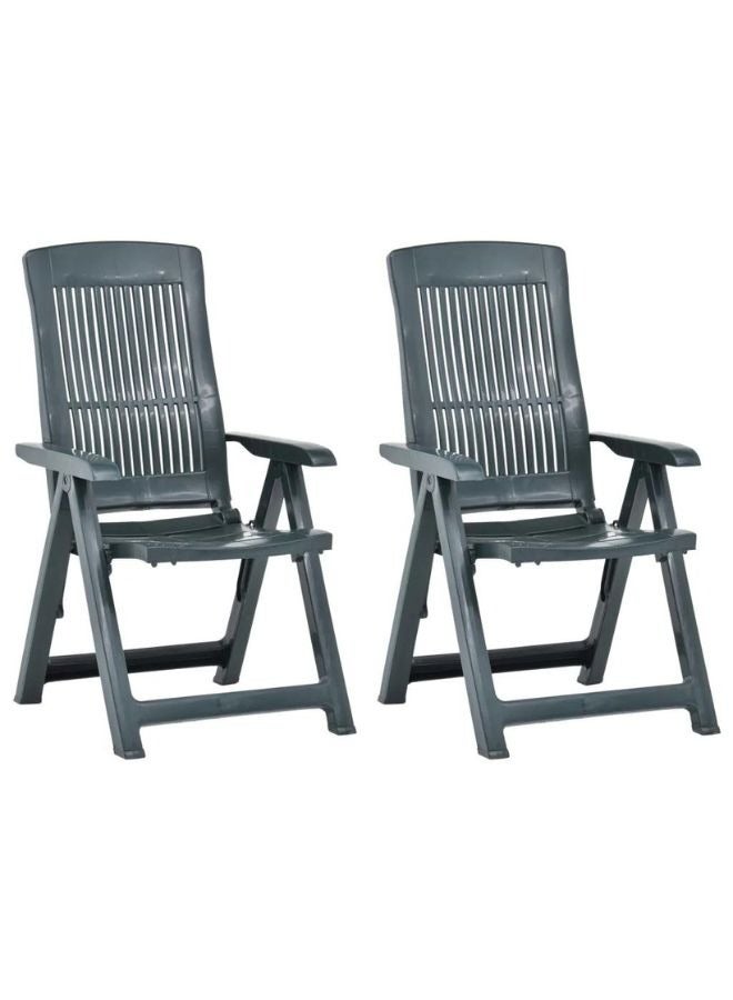 vidaxl vidaXL Garden Reclining Chairs 2 pcs Plastic Green  - Image 1