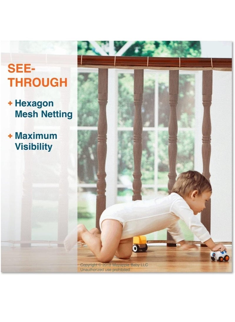 Arabest Baby Banister Guard 3M Stairway Net Child Rail Balcony Banister Net Kids Safety Stairway Net Proofing Pet Stair Railing Mesh Guard Thicken Stair Netting Safe for Toddler Puppy Toy Indoor White - Image 5