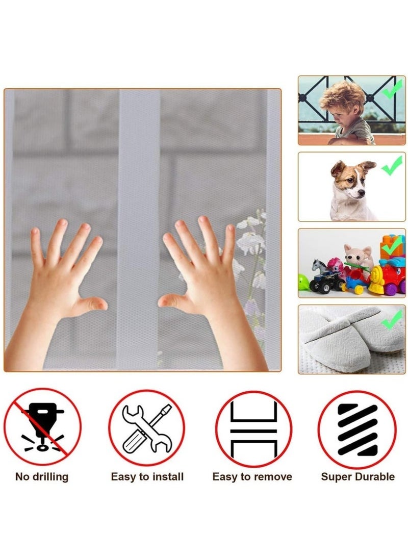 Arabest Baby Banister Guard 3M Stairway Net Child Rail Balcony Banister Net Kids Safety Stairway Net Proofing Pet Stair Railing Mesh Guard Thicken Stair Netting Safe for Toddler Puppy Toy Indoor White - Image 3