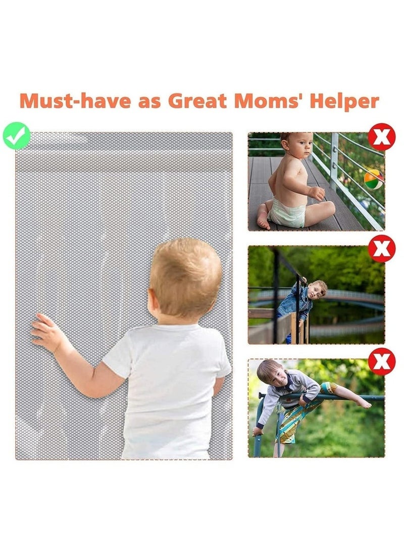 Arabest Baby Banister Guard 3M Stairway Net Child Rail Balcony Banister Net Kids Safety Stairway Net Proofing Pet Stair Railing Mesh Guard Thicken Stair Netting Safe for Toddler Puppy Toy Indoor White - Image 4