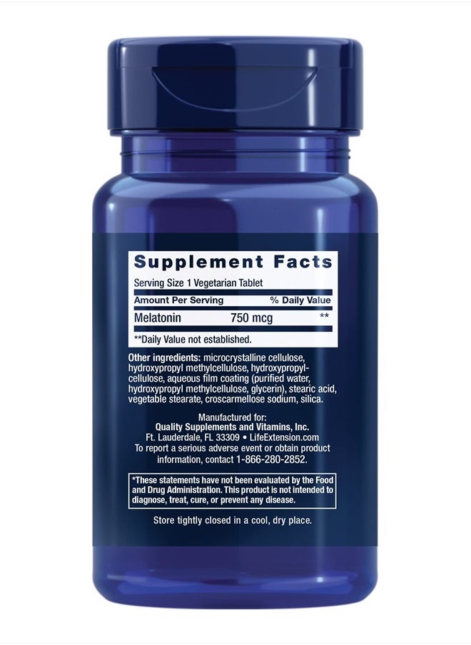 Life Extension - Melatonin 750 mcg 6 Hour Timed Release - Sleep & Cellular Health Support in a Gradual-Release Formula – Melatonin Supplement - Gluten-Free, Non-GMO - 60 Vegetarian Tablets - Image 1