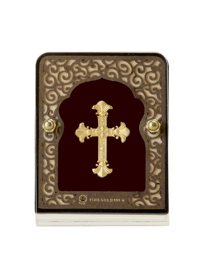 KHUSHBOO JEWELS إطار صليب من الذهب الخالص 24 قيراط (11*9 سم) - Image 1