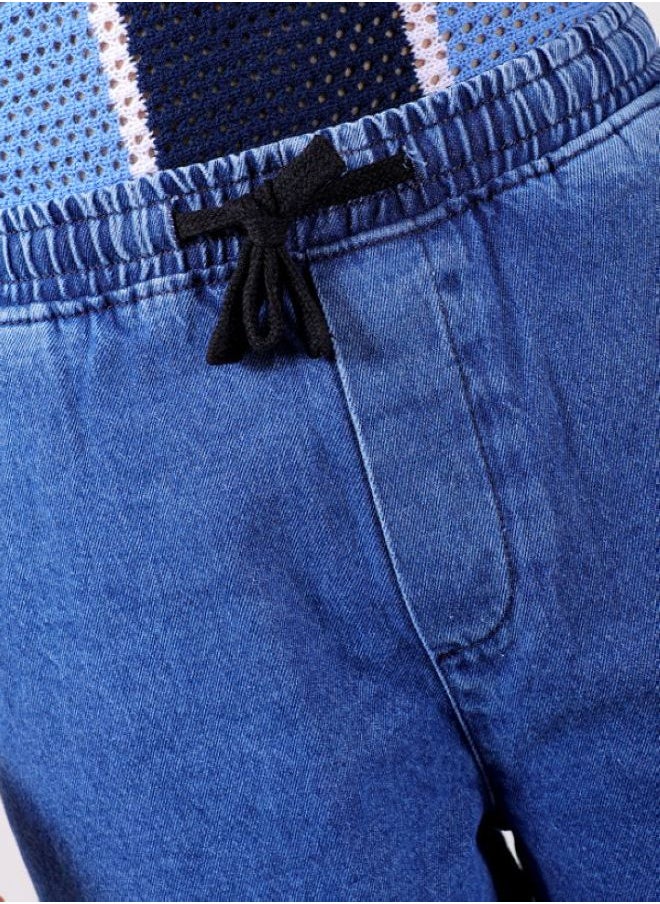 The Indian Garage Co Men Wide Leg Solid Blue Jeans  - Image 4