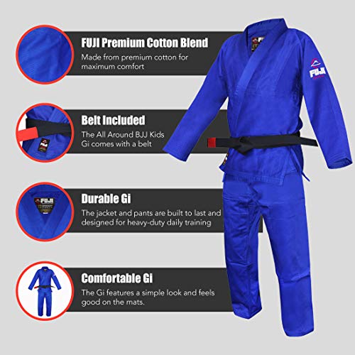 FUJI All-Around Brazilian Style Jiu Jitsu Uniform, Blue, Size A3 - Image 3