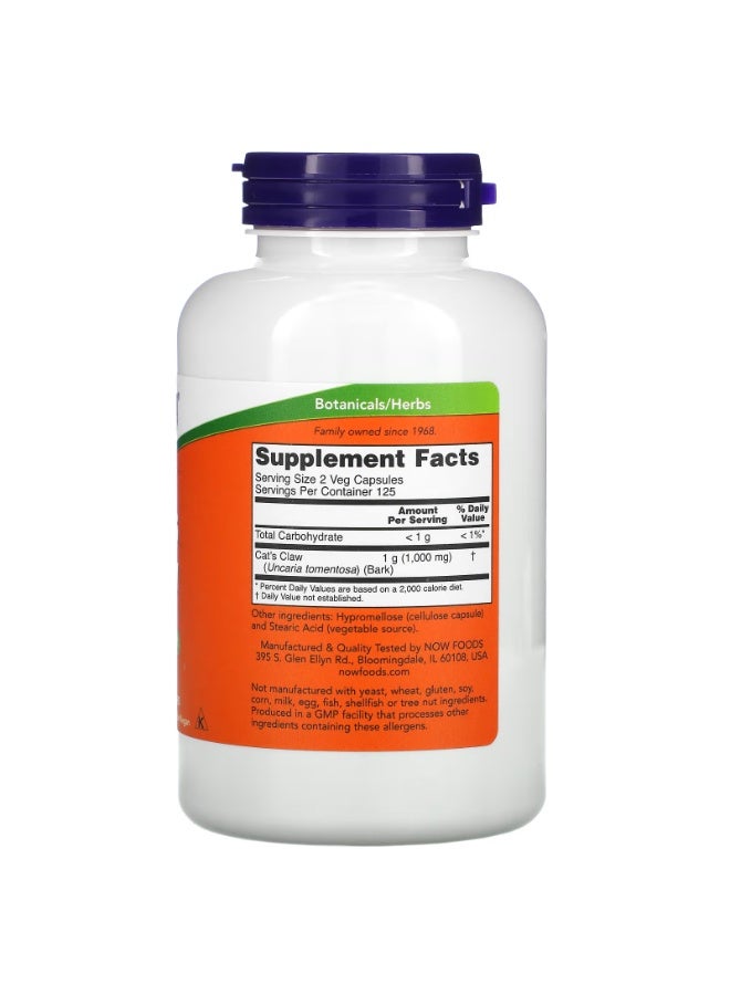 now Cat's Claw, 500 mg, 250 Veg Capsules - Image 2