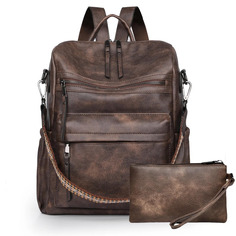 Dora Liz Womens Backpack Purse Leather Fashion Travel Backpack Purse for Women Designer Ladies Shoulder Bags with Wristlet