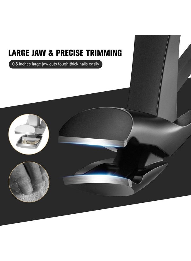 FERYES Angled Head Long Handled Toenail Clipper For Seniors Large Wide Jaw Nail Clipper With Catcher For Thick Nails Easier Trimming Ergonomic Design (Black - Image 4
