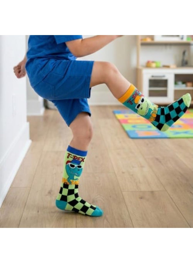 Glitters Kids T-Rex Dinosaur Knee-High Socks – Fun Cartoon Dino Socks with Cool Sunglasses Design – Soft, Colorful & Comfortable Socks for Boys & Girls - Image 5