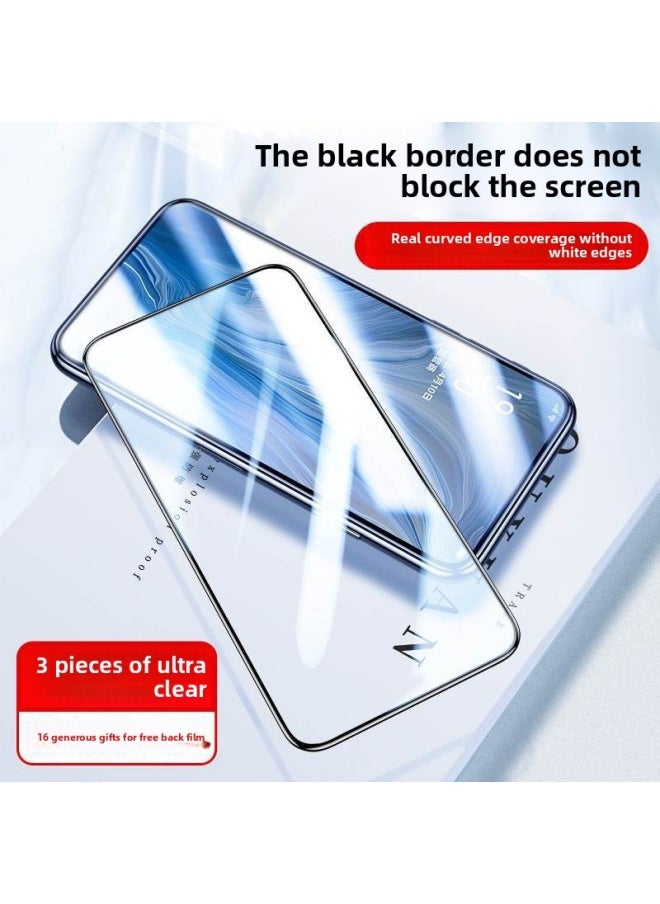 Generic For OppoReno5 Tempered Film Reno6/7/8/4se Full Screen A93R17a2pro Hydraulic A72a5a1a9-Color:Upgraded Full-screen Curved Edge Film 60 Times Explosion-proof 30 Times Anti-fingerprint Ultra-clear 3 Pieces + 16 Gifts-Size:Opporeno3 Vitality Edition 5g  - Image 1