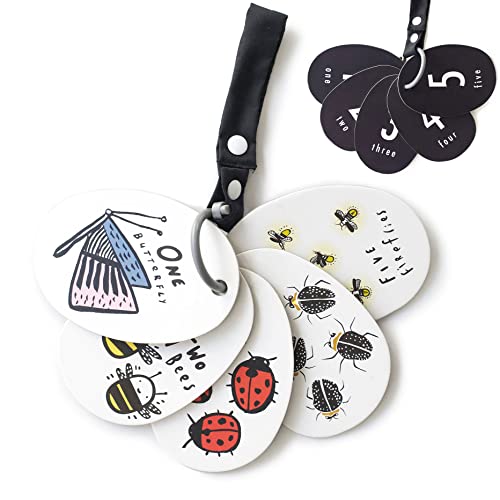 Wee Gallery Stroller Cards I See Bugs to Count Counting Numbers Travel Activity for Babies Toddlers with Snap on Strap for Walks Car Seat Bag Stroller - Image 1