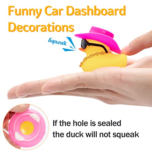 wonuu Car Rubber Duck Car Duck Decoration Dashboard Car Ornament for Car Dashboard Decoration Accessories with Mini Bachelor Cap Necklace and Sunglasses - Image 5