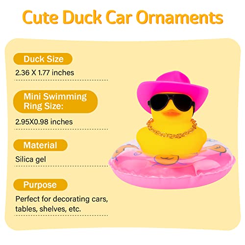 wonuu Car Rubber Duck Car Duck Decoration Dashboard Car Ornament for Car Dashboard Decoration Accessories with Mini Bachelor Cap Necklace and Sunglasses - Image 3