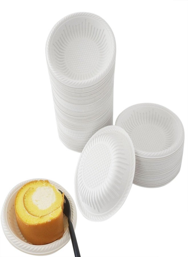 LoveDeal 100PCS Small Plastic Plates, 4 Inch Mini Dessert Starch Plates Bulk, Disposable Round Plate for Cake, Appetizer, Party, BBQ, Decorative Craft, Pet Feeding - Image 1