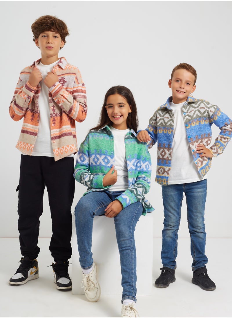 melon Boys Wool Jacket - Blue  & Beige 