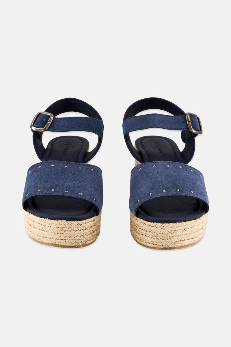 SALSA حذاء نسائي من جلد السويد بتصميم ويدج قابل للتعديل، لون كحلي - Image 3