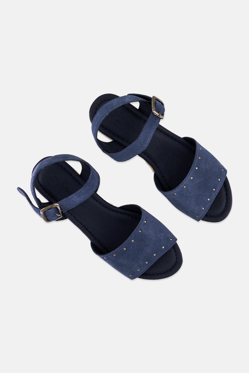 SALSA حذاء نسائي من جلد السويد بتصميم ويدج قابل للتعديل، لون كحلي - Image 4