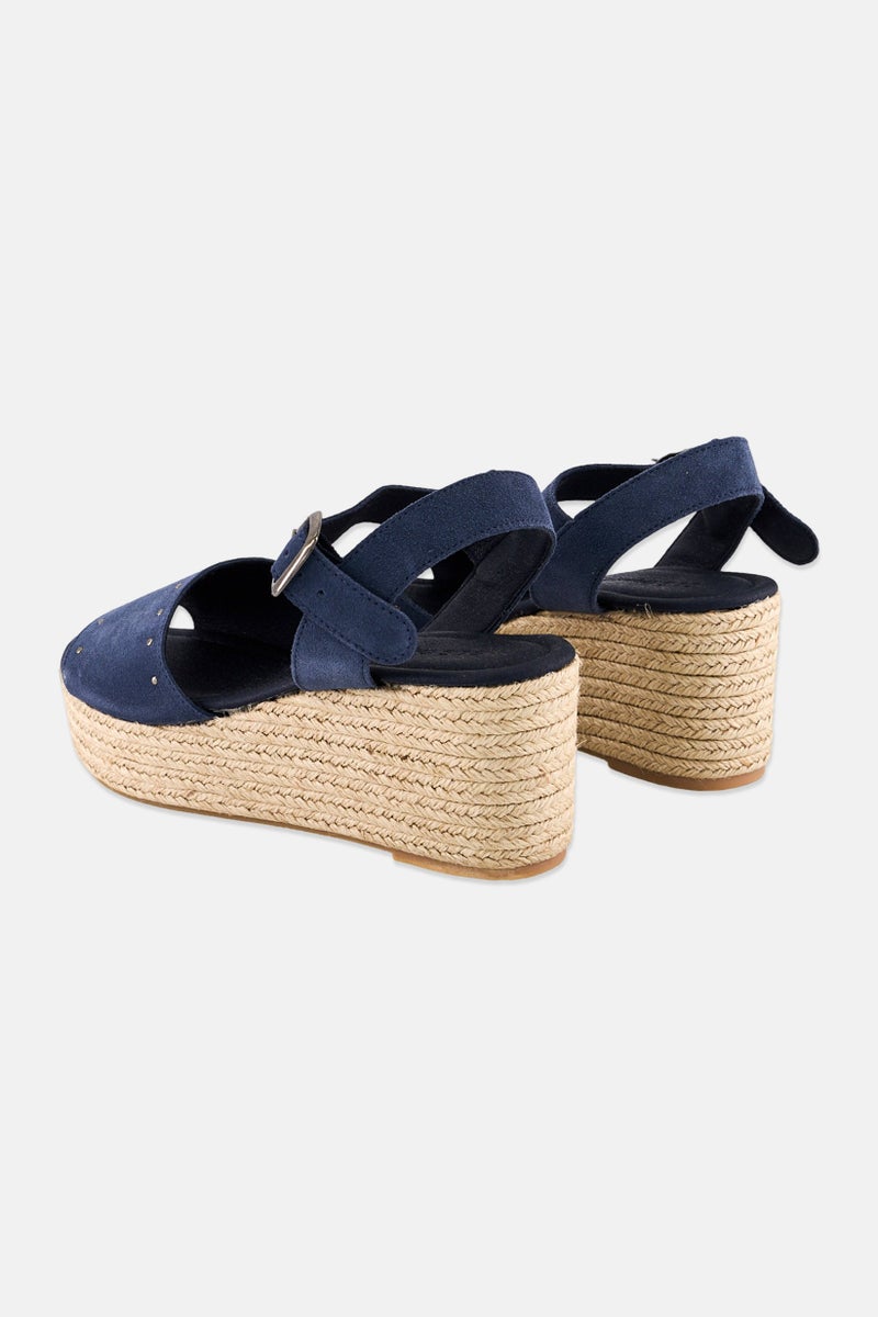 SALSA حذاء نسائي من جلد السويد بتصميم ويدج قابل للتعديل، لون كحلي - Image 2