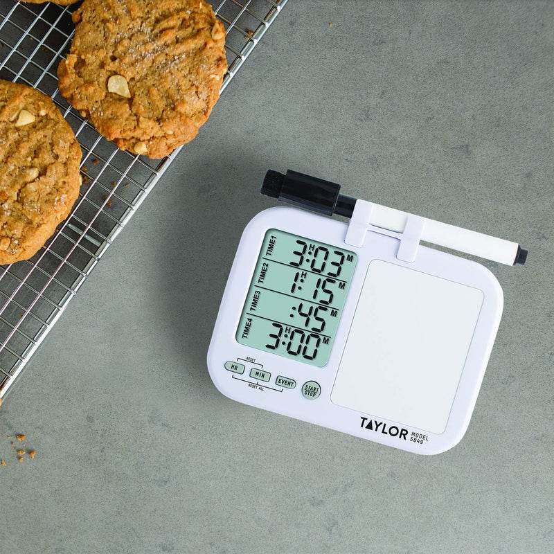 Taylor 5849 Four-Event Digital Timer with Whiteboard for School, Learning, Projects, and Kitchen Tasks - Image 2