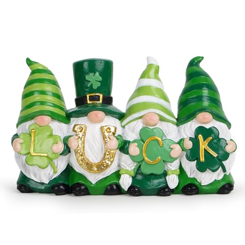 Hodao Luck St Patricks Day Gnomes Decorations Beard Elf Decor Home Table Ornament Decor Dwarf Figurines for St Patricks Day Gifts Green Irish Handmade Gnome Decorations - Image 1