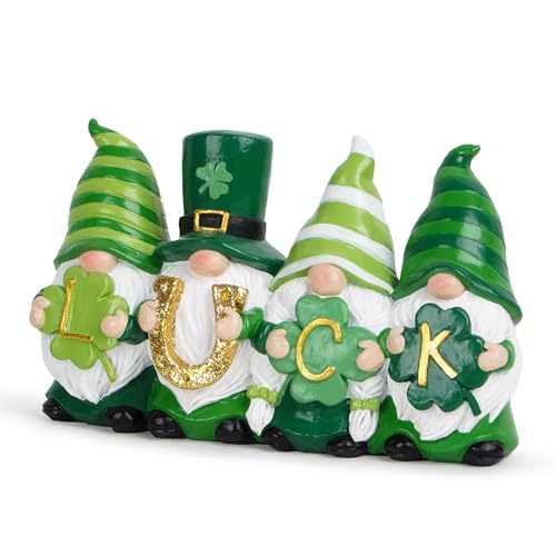 Hodao Luck St Patricks Day Gnomes Decorations Beard Elf Decor Home Table Ornament Decor Dwarf Figurines for St Patricks Day Gifts Green Irish Handmade Gnome Decorations - Image 3