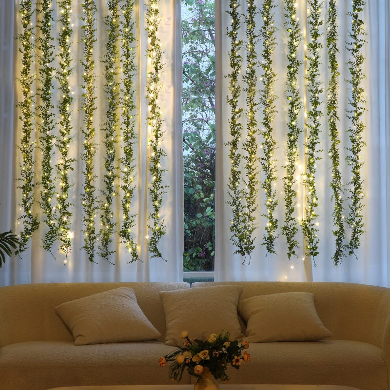 Dolicer 2 Pack Faux Eucalyptus Garland, 12Ft Artificial Vines Fake Hanging Eucalyptus Leaves Greenery Garland for Wedding Backdrop Arch Wall Table Party Indoor Outdoor Decor (Grey Green) - Image 5