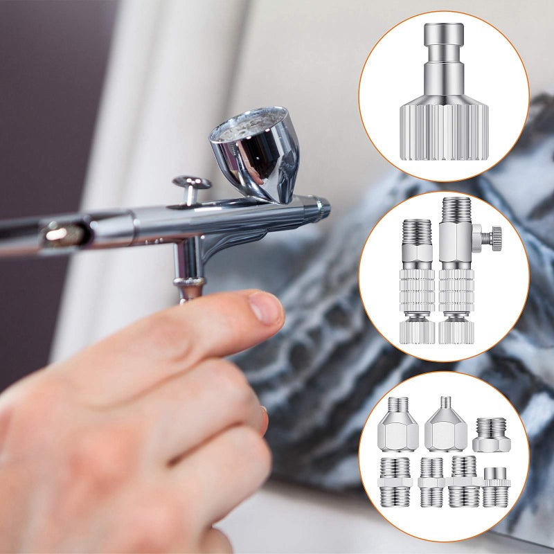 Hotop 14 Pieces Airbrush Adapter Set Airbrush Quick Disconnect Fittings Hose Quick Release Adapter for Air Compressor - Image 4