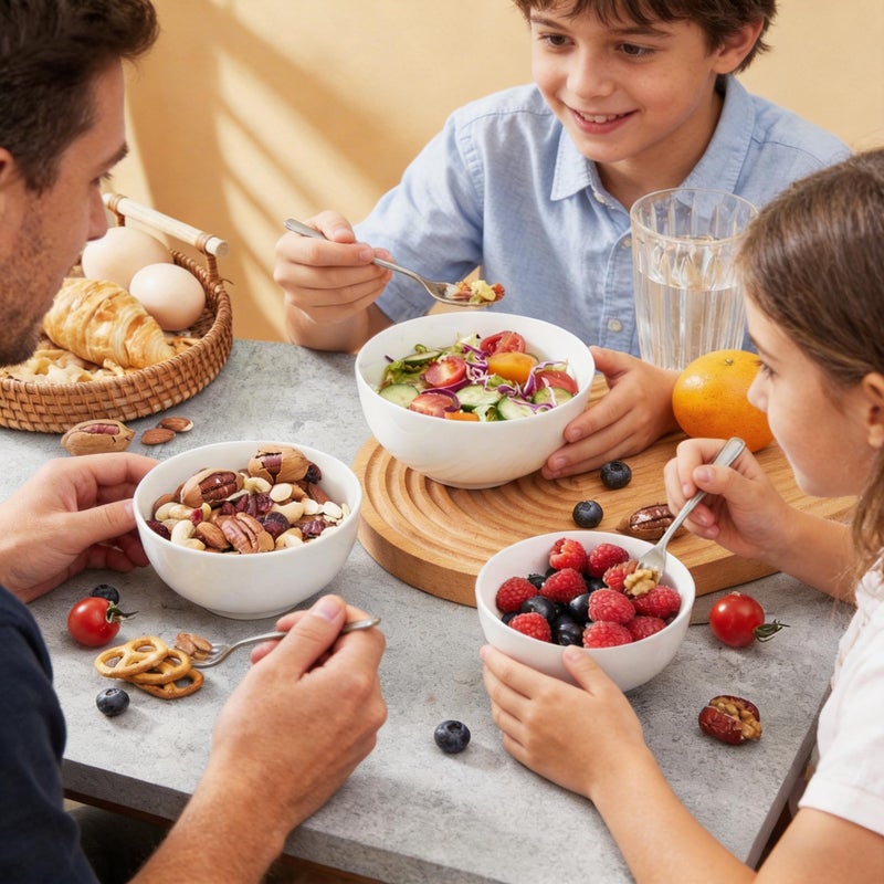 AntoKueh White 4.5in Small Ceramic Bowls, 12 OZ Cereal Bowls Set of 6 for Dessert, Rice, Jello, Pudding, Yogurt, Dishwasher/Microwave safe - Image 4