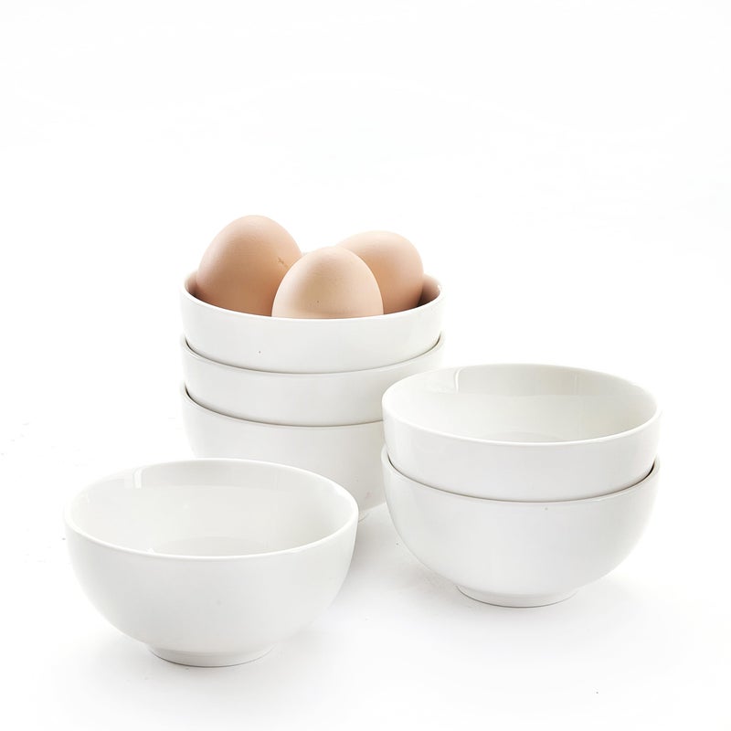 AntoKueh White 4.5in Small Ceramic Bowls, 12 OZ Cereal Bowls Set of 6 for Dessert, Rice, Jello, Pudding, Yogurt, Dishwasher/Microwave safe - Image 1