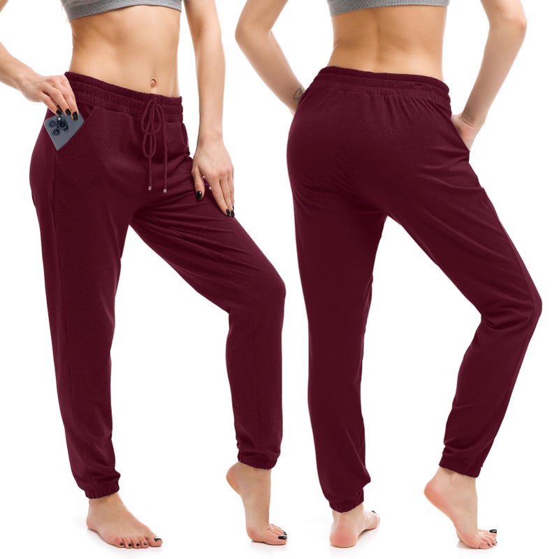 Walifrey Womens Joggers with Pockets, Drawstring Sweatpants Women for Lounging Jogging Gym and Workout Red,1 Pack Red XL - Image 2