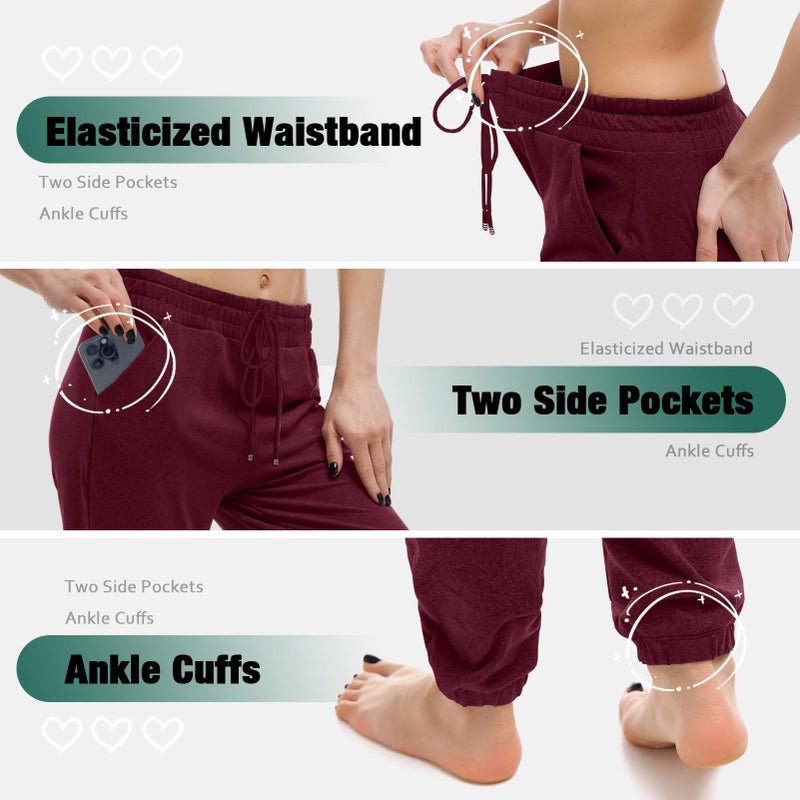Walifrey Womens Joggers with Pockets, Drawstring Sweatpants Women for Lounging Jogging Gym and Workout Red,1 Pack Red XL - Image 5