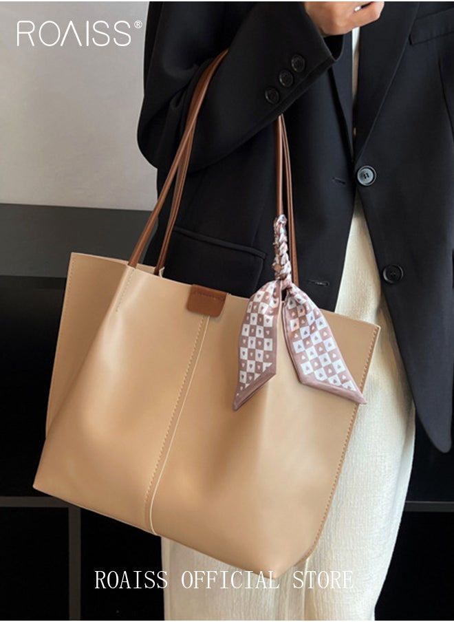 roaiss - Women Single Shoulder Bag Stylish and Versatile Commuter Handheld Bag with Large Capacity and Silk Scarf Decoration - Image 1