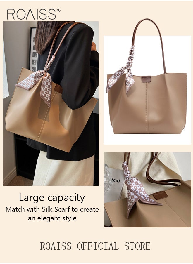 roaiss - Women Single Shoulder Bag Stylish and Versatile Commuter Handheld Bag with Large Capacity and Silk Scarf Decoration - Image 1
