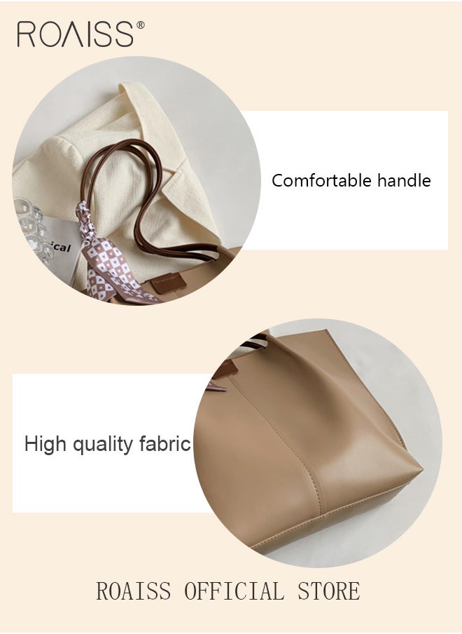 roaiss - Women Single Shoulder Bag Stylish and Versatile Commuter Handheld Bag with Large Capacity and Silk Scarf Decoration - Image 1