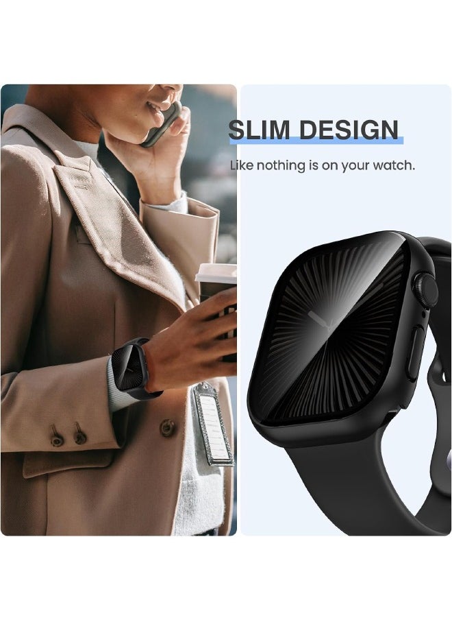 Generic - Compatible for Apple Watch Series 10 42mm Hard Case with Privacy Tempered Glass Screen Protector, Unique Design Hard PC Waterproof Case Cover, Bumper Full Coverage Accessories for iWatch 10 42mm, Black - Image 1