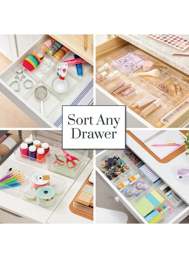 STORi SimpleSort 6-Piece Stackable Clear Drawer Organizer Set | 6" x 6" x 2" Square Trays | Small Makeup Vanity Storage Bins and Office Desk Drawer Dividers | Made in USA - Image 4