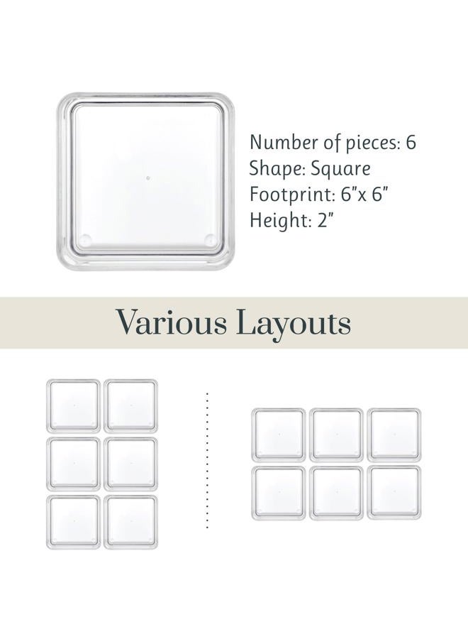 STORi SimpleSort 6-Piece Stackable Clear Drawer Organizer Set | 6" x 6" x 2" Square Trays | Small Makeup Vanity Storage Bins and Office Desk Drawer Dividers | Made in USA - Image 5