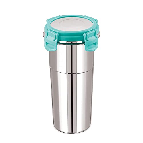 HS ENTERPRISE Click and Seal Lock Fusion Tumbler Stainless Steel Storage Air Tight Container - Pack of 1 (Multi Colour) (steel 600 ml) - Image 1