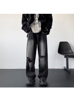 Summer Vintage Ripped Dad Jeans for Men Black