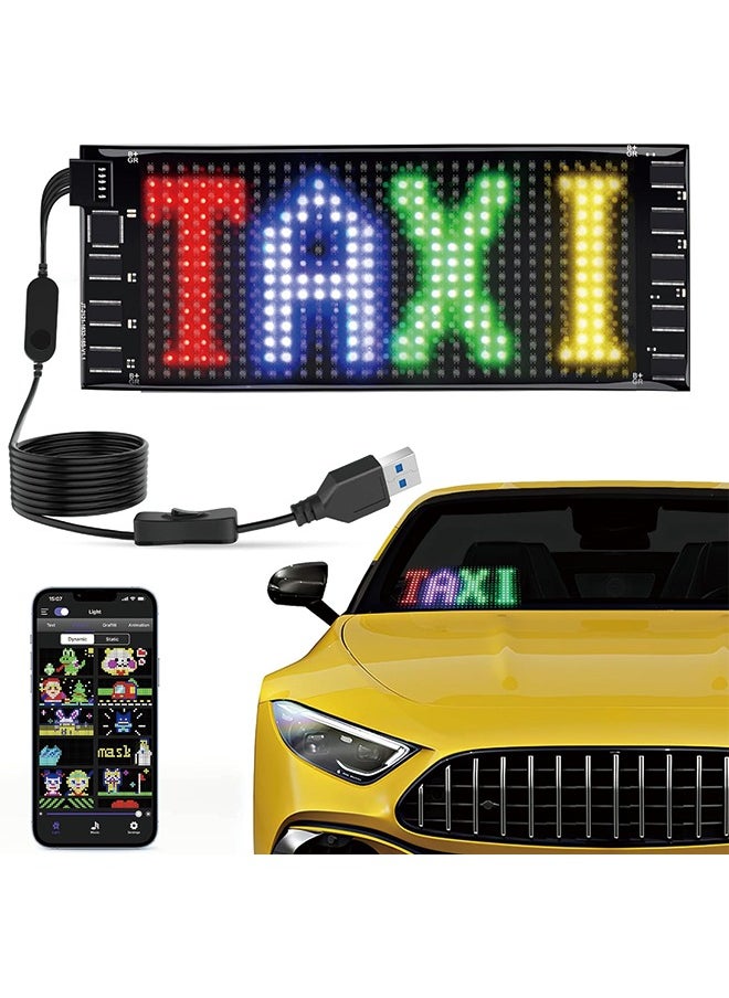 Generic - LED Sign for Car, 7''x3''Flexible LED Matrix Panel USB 5V Bluetooth Application Control DIY Programmable Scrolling LED Sign for Car Party Wedding Festival - Image 1