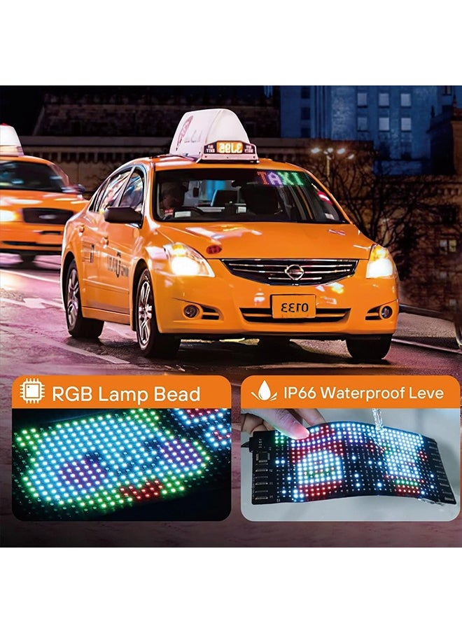 Generic - LED Sign for Car, 7''x3''Flexible LED Matrix Panel USB 5V Bluetooth Application Control DIY Programmable Scrolling LED Sign for Car Party Wedding Festival - Image 1