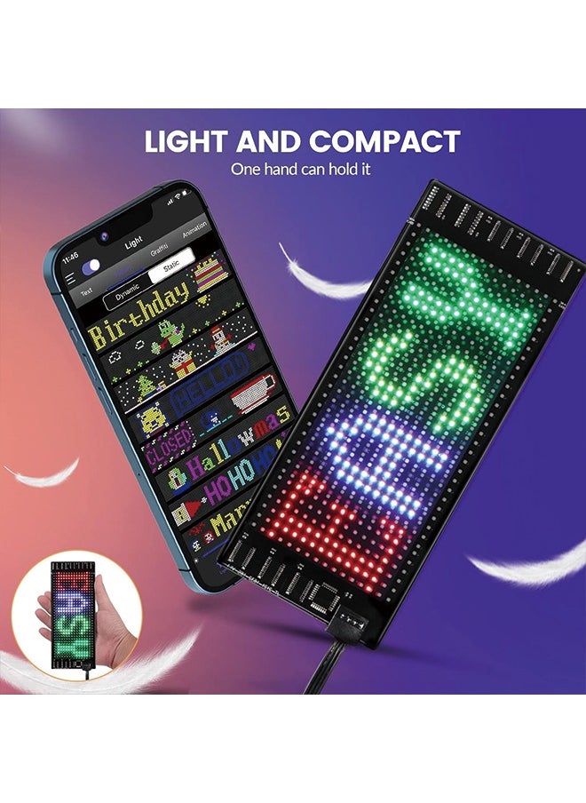 Generic - LED Sign for Car, 7''x3''Flexible LED Matrix Panel USB 5V Bluetooth Application Control DIY Programmable Scrolling LED Sign for Car Party Wedding Festival - Image 1