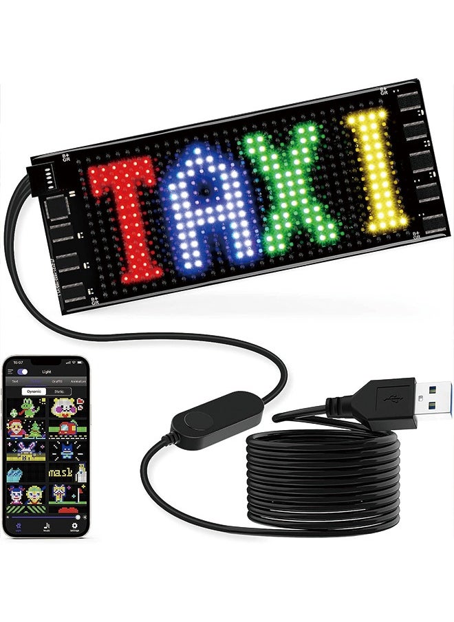 Generic - LED Sign for Car, 7''x3''Flexible LED Matrix Panel USB 5V Bluetooth Application Control DIY Programmable Scrolling LED Sign for Car Party Wedding Festival - Image 1